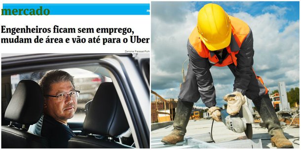 Engenheiros dirigindo táxis: essa imagem, que foi um dos símbolos dos anos 80, na chamada década perdida, está de volta; em sua reportagem de capa deste domingo, a Folha localizou um engenheiro que se transformou em motorista do Uber; setores de construção e petróleo passam pela maior crise de sua história desde que praticamente todas as empreiteiras nacionais foram atingidas pela Lava Jato; a diferença agora é que o táxi virou Uber