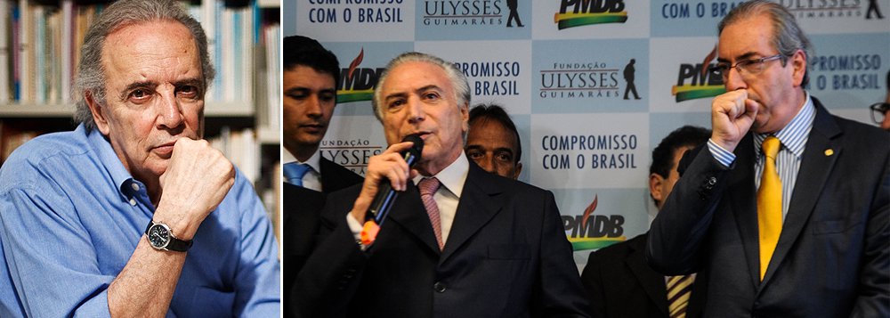 Colunista Jânio de Freitas fala do fracasso da aliança entre o vice Michel Temer e Eduardo Cunha e diz que no PMDB do Rio, é dado como certo que Renan Calheiros se elegeria para a presidência do partido; ele cita ainda um acordo entre os senadores Eunício Oliveira, Romero Jucá e Renan: o primeiro assumiria a presidência do Senado e Jucá substituiria Temer agora em março; ‘Na Câmara, já em fevereiro, com auxílio do trio, Leonardo Picciani seria eleito líder da bancada. E Renan, nesse acordo? Não ficou claro. Um ministério duradouro, talvez’, acrescenta