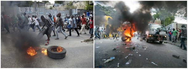 Milhares de pessoas protestaram nesta sexta-feira 23 nas ruas da capital haitiana para exigir a renúncia do presidente do país, Michel Martelly, um dia depois do Conselho Eleitoral Provisório (CEP) adiar, sem data, o segundo turno das eleições presidenciais; as manifestações, convocadas pela oposição, exigem também a renúncia dos membros do conselho