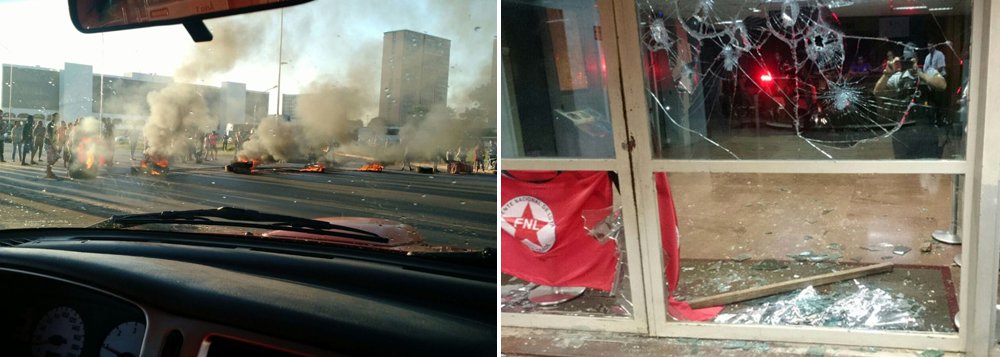Integrantes da Frente Nacional de Luta Campo e Cidade (FNL) ocupam desde as 4h desta terça-feira 2 o prédio do Ministério do Desenvolvimento Agrário, em Brasília; cerca de 40 manifestantes bloquearam vias para a Rodoviária do Plano Piloto e queimaram pneus; eles retornaram ao ministério e permanecem acampados em frente ao prédio até serem recebidos por alguma autoridade do governo