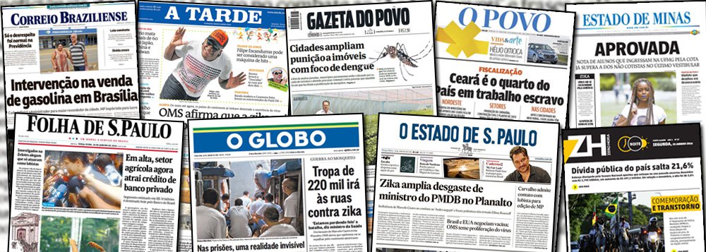 O IVC, que mede a circulação dos jornais brasileiros, divulgou os dados de audiência de publicações como Folha, Globo, Estado de S.Paulo, Estado de Minas e Correio Braziliense, em 2015; os números revelam que o consumo de informação por esses meios desabou ao longo do ano passado, e não apenas nas edições impressas, como também no digital; uma das explicações para o tombo é a expansão da internet; uma segunda é o modelo de cobrança por conteúdo, que tem pouca receptividade no Brasil; e uma terceira razão pode ser o engajamento político dessas publicações, que optaram por uma agenda extremamente negativa nos últimos anos; Folha caiu 15,1%; Estado 8,9% e Globo 5,5%