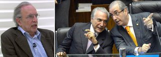 ‘Na contramão das interpretações unânimes, a esperteza de Cunha por certo percebeu que a comissão anti-Temer, além de não atrapalhar o impeachment da presidente, pode resultar no presente definitivo para suas ambições. Se os dois são afastados, a faixa presidencial tem destinação definida: ornamentará a "barriga de prosperidade" que Eduardo Cunha já ostenta, com a dupla autorização brasileira e suíça’, diz o colunista Janio de Freitas 