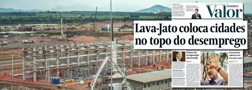 Segundo levantamento feito pelo Valor, Maragogipe, na Bahia, lidera a estatística dos municípios brasileiros que mais perderam empregos com carteira assinada em 2015; impactada pela Lava Jato, cidade fechou 3.588 vagas, 75% do total; outros municípios no topo do ranking, como Altamira, no Pará, e Ipojuca, em Pernambuco, o fim de grandes obras de construção deixou um expressivo contingente de desempregados na construção civil