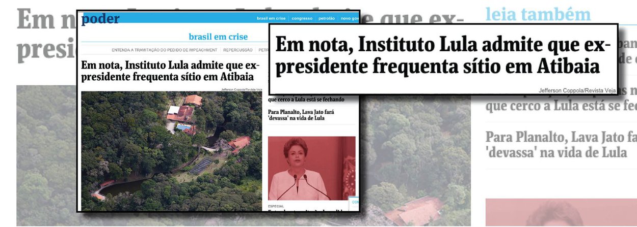 Ao usar o verbo "admite", para noticiar a nota do Instituto Lula, Folha sugere ilegalidade no fato do ex-presidente e seus familiares frequentarem um sítio em Atibaia, que virou alvo das investigações da 22ª fase da Operação Lava Jato; na nota, o Instituto Lula afirmou que o fato do ex-presidente frequentar o local é de conhecimento da imprensa há tempo. "Embora pertença à esfera pessoal e privada, este é um fato tornado público pela imprensa já há bastante tempo. A tentativa de associá-lo a supostos atos ilícitos tem o objetivo mal disfarçado de macular a imagem do ex-presidente", diz o Instituto Lula
