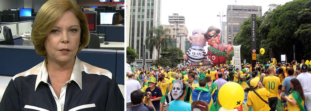 "O recado está dado. É preciso agora que o mundo político, rechaçado ou ignorado solenemente neste domingo, faça a sua parte. E a sua parte é o que prevê a Constituição: se Dilma efetivamente não renunciar, como já avisou, há o impeachment pelo Congresso e a cassação pelo Tribunal Superior Eleitoral (TSE)", diz a colunista Eliane Cantanhêde; ela só não explica, no entanto, qual foi o crime de responsabilidade cometido pela presidente Dilma Rousseff