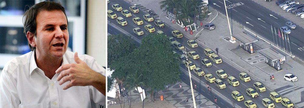 Após taxistas iniciarem um protesto contra o Uber, e deixarem o trânsito caótico, o prefeito do Rio, Eduardo Paes, afirmou que, se a cidade não voltar à normalidade, o executivo vai “tomar medidas mais enérgicas contra os manifestantes”; serão aplicadas multas referentes às violações das regras de trânsito; a prefeitura poderá cassar a autonomia dos taxistas