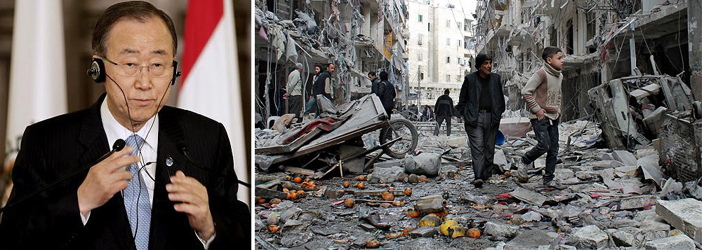 "É tempo de acabar com a violência [na Síria], de pôr fim às injustiças e de dar às pessoas a oportunidade para construírem uma vida melhor", disse Ban Ki-moon, durante coletiva de imprensa. O secretário-geral da ONU faz uma visita de dois dias ao Líbano; "As Nações Unidas não pouparão esforços para pôr fim ao conflito na Síria nem para chegar a um acordo de paz justo e duradouro no Oriente Médio", afirmou aos jornalistas