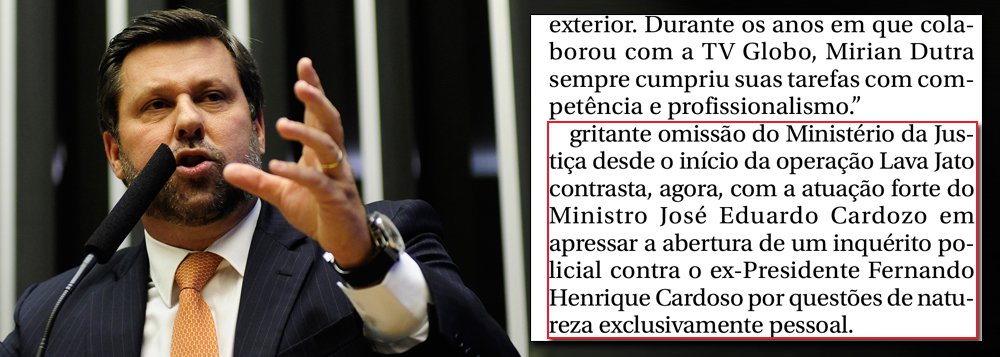 Em reportagem sobre a investigação da Polícia Federal contra o ex-presidente Fernando Henrique Cardoso, um trecho inteiro de uma nota do PSDB, assinada pelo deputado Carlos Sampaio (PSDB-SP), é publicado como se fosse a posição do jornal; nele, o jornal critica o ministro José Eduardo Cardozo por determinar a abertura de inquérito contra FHC em razão de uma "questão pessoal"