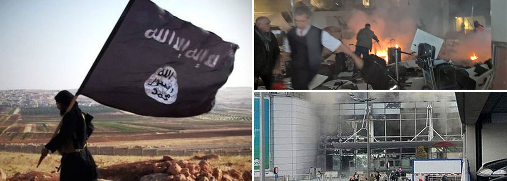 Grupo terrorista Estado Islâmico reivindicou os atentados que mataram cerca de 30 pessoas e deixaram mais de 130 feridos ncapital da Bélgica, Bruxelas, nesta terça-feira (22); duas explosões atingiram o Aeroporto Internacional de Bruxelas e uma terceira bomba explodiu em um trem de metrô na estação de Maelbeek