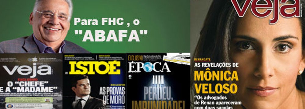 "A moral da mídia é mesmo elástica para seus queridinhos e uma rocha para seus inimigos", critica Fernando Brito, do Tijolaço, sobre a cara de paisagem de Veja, Época e IstoÉ, que ignoraram o escândalo do caso Mirian Dutra-FHC e preferiram voltar a atacar o ex-presidente Lula; "O curioso é que fizeram capas inteiras sobre o caso semelhante de Renan Calheiros, quando uma ex-amante – coincidentemente a também jornalista Mônica Veloso – denunciou outra pensão fajuta igualzinha", afirma