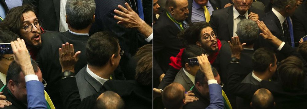 Deputado federal Jair Bolsonaro (PSC-RJ) afirmou que vai entrar com uma representação no Conselho de Ética da Câmara contra o colega Jean Wyllys (PSOL-RJ), que admitiu ter cuspido em seu rosto durante a votação do processo de impeachment da presidente Dilma; Bolsonaro negou ter xingado Wyllys antes de levar a cusparada, e defendeu ter citado o coronel Carlos Alberto Brilhante Ustra, militar responsável por perseguições e torturas na Ditadura Militar (1964-1984); "Eu discursei e o deputado Jean Wyllys não deve ter gostado do que falei"; Wyllys confirmou ter cuspido, e Bolsonaro disse que conseguiu desviar