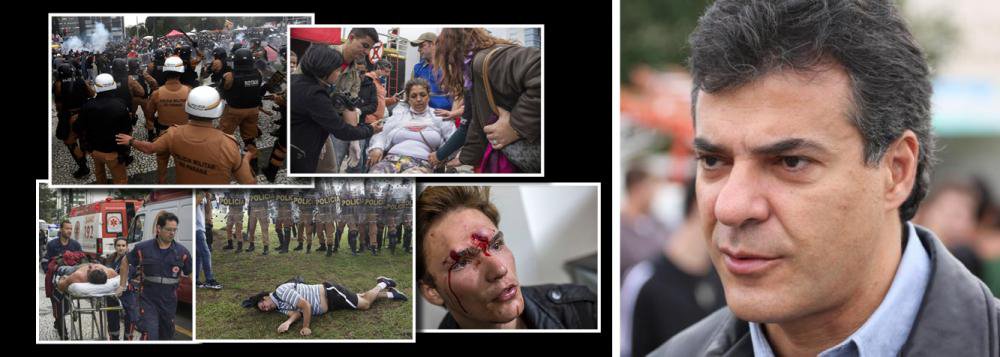 Ação violenta da Policia Militar do Paraná que deixou mais de 200 manifestantes feridos no Centro Cívico de Curitiba, completou um ano sem que ninguém fosse punido; após o episódio, o secretário de Segurança Pública pediu demissão; Fernando Francischini (SD-PR) reassumiu o mandato de deputado federal e, neste mês, voltou a favor do impeachment de Dilma Rousseff; o MP investiga o tucano Beto Richa por possível omissão ao não conter a ação policial, considerada excessiva pelo uso de bombas de gás e balas de borracha