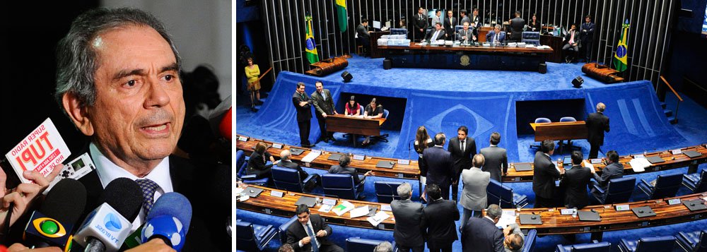O plenário do Senado deve votar no dia 12 de maio a admissibilidade do impeachment contra a presidente Dilma, calcula o futuro presidente da comissão especial que analisará o tema na Casa, em votação que resultará no afastamento imediato da presidente por até 180 dias, caso seja aceita a denúncia; nesta segunda-feira, os 21 titulares e 21 suplentes da comissão especial serão eleitos pelo plenário; segundo o senador Raimundo Lira (PMDB-PB), na manhã da terça (26) ocorrerá a eleição do presidente da comissão--cargo para o qual ele foi indicado por pertencer à maior bancada da Casa--, e a escolha do relator