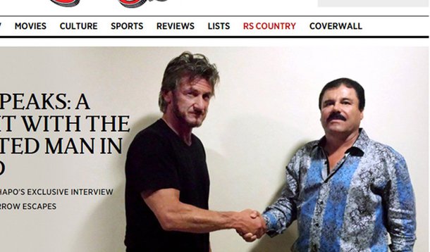 Revista americana "Rolling Stone" divulgou foto e uma entrevista feita pelo ator Sean Penn com Joaquín "El Chapo" Guzmán quando o megatraficante mexicano estava ainda em fuga; encontro entre ambos aconteceu na noite do dia 2 de outubro e seguiu até a madrugada em um acampamento na selva do centro do México; dias depois a região foi alvo de uma intensa busca por parte das autoridades mexicanas, o que, segundo o ator, impediu um segundo encontro formal e, de fato, esfriou os contatos com os intermediários.