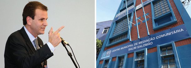 O prefeito do Rio, Eduardo Paes, inaugurou o Centro Municipal de Mediação Comunitária Salim Salomão, na Rocinha; no local, os moradores da comunidade poderão solucionar problemas sem a necessidade de recorrer à Justiça; o programa é uma parceria com o TJ-RJ e teve início no ano passado, com o Centro de Mediação do Morro da Coroa, no Catumbi; a meta da Prefeitura do Rio é entregar outros sete centros ainda este ano nas seguintes comunidades; "Isso é essencial para a democracia e para garantir os direitos das pessoas. A mediação é uma forma fantástica de encontrar soluções respaldadas pela Justiça. Isso é garantia de cidadania plena", disse Paes