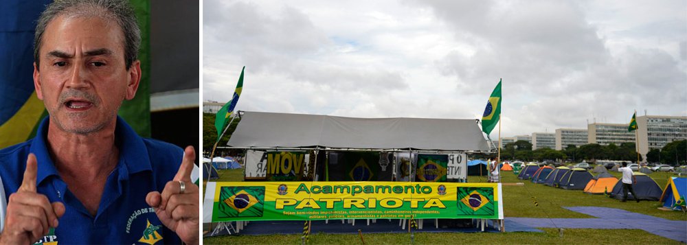 Manifestantes pró-impeachment que estão acampados no gramado em frente ao Congresso Nacional prometem não sair do local no prazo de 48 horas determinado nesta quinta-feira 19 pelos presidentes da Câmara, Eduardo Cunha (PMDB-RJ), do Senado, Renan Calheiros (PMDB-AL), e pelo governador do Distrito Federal, Rodrigo Rollemberg (PSB); "Do lado de cá tem arma sim. Barraca é casa. E se alguém invadir, tenho direito de defender a propriedade", disse um dos coordenadores do grupo chamado Movimento Patriota, Felipe Porto