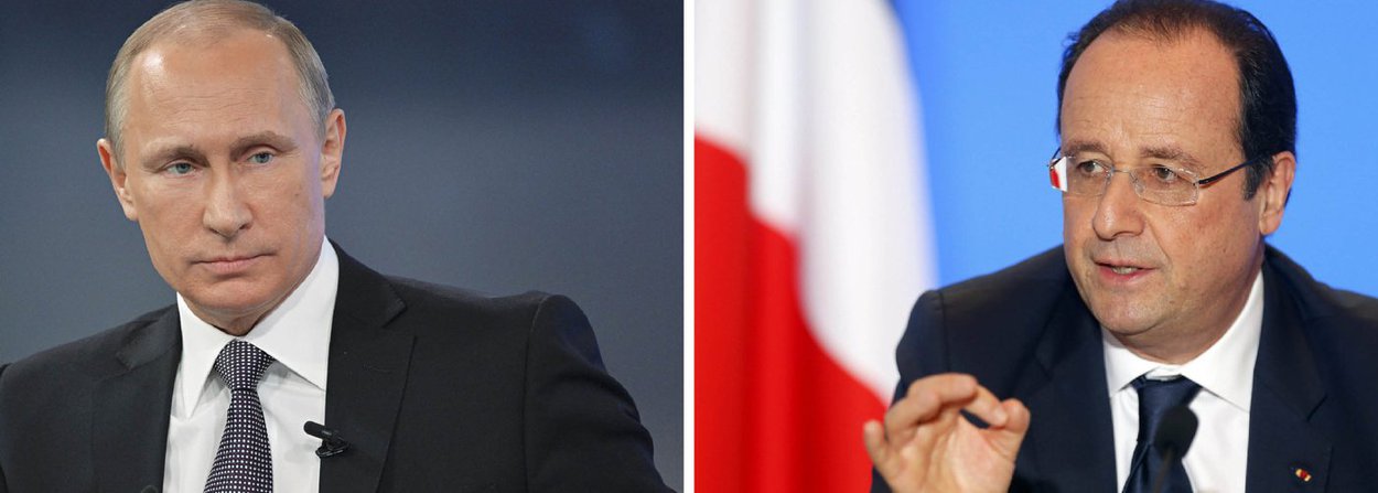 O presidentes da Rússia, Vladimir Putin, e da França, François Hollande, conversaram por telefone nesta terça-feira e concordaram em aumentar a coordenação de ações militares na luta contra o terrorismo na Síria, informou o Kremlin; os dois líderes irão se encontrar em Moscou no dia 26