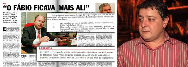 A Folha de S. Paulo pode pagar caro por ter reproduzido uma mentira de Veja, numa reportagem sobre o lobista Alexandre Paes dos Santos; neste fim de semana, a família do ex-presidente Lula anunciou que irá pedir direito de resposta contra a publicação, que acusou equivocadamente Fabio Luis Lula da Silva; filho de Lula