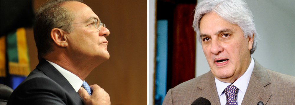 Em nota à imprensa, o presidente do Senado disse ter sido informado da ação da Polícia Federal que prendeu o senador Delcídio Amaral (PT-MS) pelo procurador-geral da República, Rodrigo Janot; "O Senado Federal aguarda a remessa das informações pelo STF, segundo o que estabelece a Constituição Federal em seu artigo 53. Posteriormente, o Senado Federal adotará as medidas que entender necessárias", diz o texto