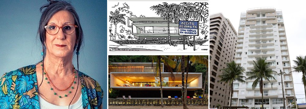 Charge publicada pela cartunista Laerte nesta terça-feira introduziu na Folha um tema considerado tabu pela imprensa familiar: a mansão que pertence aos irmãos Marinho, donos da Globo, e foi retratada em reportagem que viralizou nas redes sociais; Laerte decidiu propor uma permuta: a troca da casa à beira-mar, construída numa área de proteção ambiental e ligada a offshores do Panamá, pelo triplex no Guarujá (SP), que não pertence a Luiz Inácio Lula da Silva, mas tem sido usado pela Globo como peça de sua campanha contra o ex-presidente; charge de Laerte foi, ao mesmo tempo, um protesto e um ato de rebeldia editorial