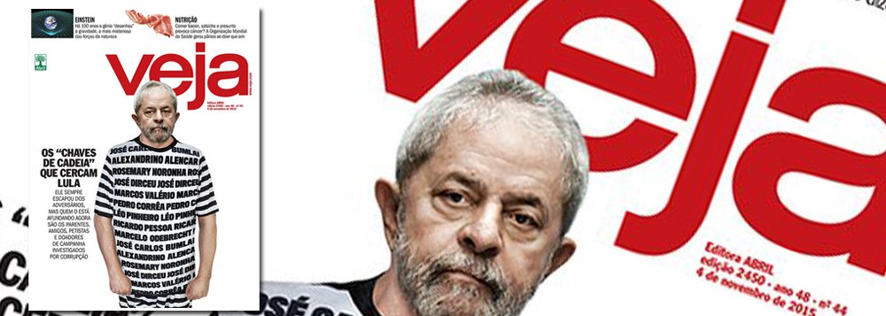 Juíza Luciana Bassi de Melo, da 5ª Vara Cível do Fórum de Pinheiros (SP), negou o pedido de indenização feito pelo ex-presidente Luiz Inácio Lula da Silva após ter sua imagem publicada com trajes simbolizando um presidiário na capa da revista; ao lado da imagem, o seguinte texto: "Os 'chaves de cadeia' que cercam Lula. Ele sempre escapou dos adversários, mas quem o está afundando agora são parentes, amigos, petistas e doadores de campanha investigados por corrupção"; magistrada acolheu o argumento apresentado pelo advogado da revista de que capa sintetizava a expressão da sociedade manifestada nas ruas e entendeu que a Veja não ultrapassou os limites da liberdade de imprensa
