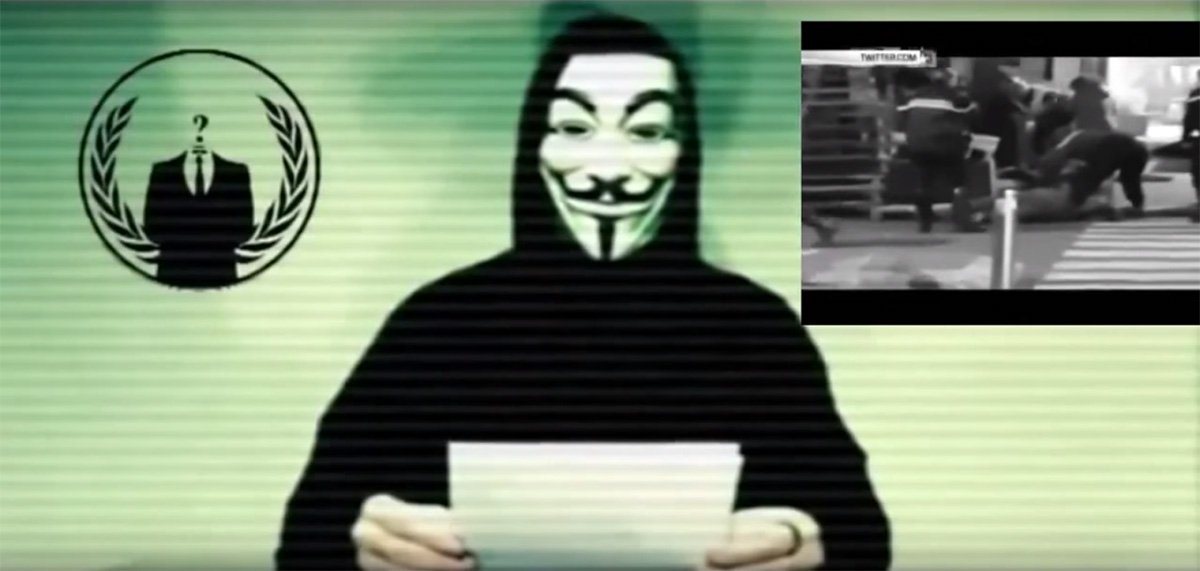 Grupo Anonymous divulgou um vídeo dizendo estar em guerra contra Estado Islâmico, responsável pelos ataques que deixaram 129 mortos e 350 feridos em Paris na sexta-feira 13; "Vocês devem saber que vamos encontrá-los", diz um homem com uma máscara de Guy Fawkes, marca do grupo de hackers; "Esperem ataques cibernéticos massivos. A guerra está declarada. Preparem-se", afirma