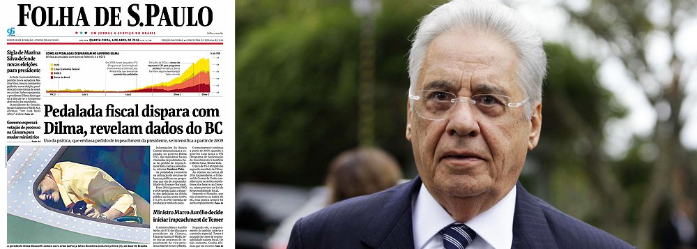 Ao publicar que a prática se intensificou sob o governo da presidente Dilma Rousseff, jornal revela que esse tipo de contabilidade ocorre desde o governo tucano, baseado em dados publicados pelo Banco Central; “Entre 2001 e 2008, o impacto das pedaladas na dívida pública oscilou, sem tendência definida, entre 0,03% e 0,11% do PIB; a partir de 2009, o crescimento é contínuo, até chegar ao pico de 1% do PIB”, diz trecho da matéria; na defesa de Dilma na Câmara, o advogado-geral da União, José Eduardo Cardozo argumentou que as "pedaladas" foram praticadas em governos anteriores a Dilma e também por governadores de Estado e prefeito; "Essas operações foram aceitas pelos tribunais de contas em todo o país por décadas"