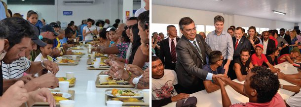 Moradores do São Francisco e de bairros próximos, em São Luís, receberam um novo espaço público para alimentação saudável e nutritiva a baixo custo; por apenas R$ 2 por refeição – almoço ou jantar – a comunidade poderá se servir no Restaurante Popular, inaugurado nesta quarta pelo governador Flávio Dino; o equipamento social é gerenciado pela Secretaria Estadual de Desenvolvimento Social (Sedes) e tem capacidade para oferecer, por dia, 1.100 refeições no almoço e outras 550 no jantar; esta é a sétima unidade pública de alimentação na região metropolitana de São Luís e está instalada na Rua 08, Quadra B, nº 18