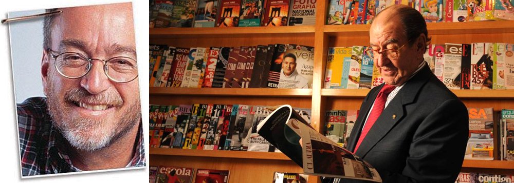 “Pouco depois da posse de Lula, em 2003, a Veja de ROberto Civita abandonou o jornalismo para se transformar num instrumento de propaganda do antipetismo fanático. Segundo o jornalista Ricardo Kotscho, que participou da primeira equipe de Lula, o motivo da atitude de RC foi o dinheiro”, diz Paulo Nogueira, do DCM; ele cita, neste processo, o então diretor de redação, Eurípides Alcântara, e os colunistas: Diogo Mainardi, na edição impressa, e Reinaldo Azevedo, no site; “Mainardi e Azevedo inauguraram a era do jornalismo patronal e plutocrático na Veja. O maior talento de ambos era e é atacar sistematicamente Lula e o PT”