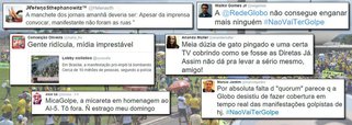 Emissora dos Marinho, que pretendia cobrir as manifestações de hoje como a apoteose das Diretas-Já, se surpreendeu com a constrangedora falta de público; sem ter o que mostrar nas manifestações que pretendia insuflar, Globonews preferiu mudar de assunto