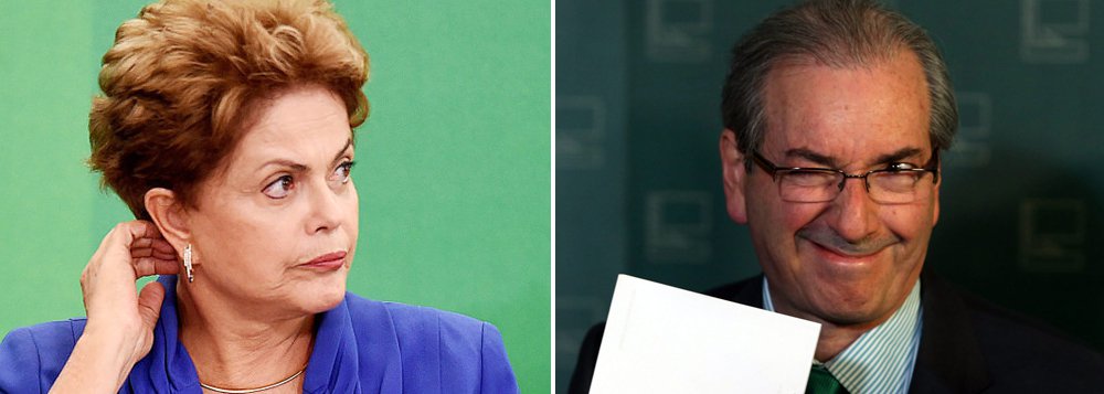 “Seria agressivo de minha parte se eu deixasse passar em branco”, disse o presidente da Câmara, Eduardo Cunha (PMDB), sem esboçar um sorriso sequer, sobre o cartão de “feliz aniversário” enviado à presidente da República; Cunha manobra na Casa para afastar Dilma do poder