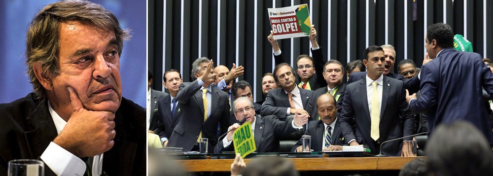 Colunista do 247 Tereza Cruvinel repercute o escritor e um dos jornalistas mas influentes de Portugal, Miguel Sousa Tavares, que definiu a sessão que aprovou a admissibilidade do processo de impeachment da presidente Dilma Rousseff como "uma assembleia geral de bandidos comandada por um bandido chamado Eduardo Cunha"; "Devo dizer que nunca vi o Brasil descer tão baixo como no que se passou no Congresso. Aquilo ultrapassa tudo que é discutível, não existe" Fizeram a destituição da presidente sem qualquer base jurídica e constitucional para tal. E com uma falta de dignidade de arrepiar", diz 