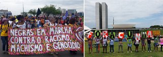 Marcha das Mulheres Negras caminha em direção à Praça dos Três Poderes nesta quarta-feira; ato contra a violência, a discriminação e o racismo, entre outras pautas como o reconhecimento das parteiras tradicionais e a defesa das terras quilombolas e indígenas, conta com a participação de mulheres do todo o país; dados do último Censo (2010) indicam que as mulheres negras são 25,5% da população brasileira (48,6 milhões de pessoas) e são as maiores vítimas de crimes violentos