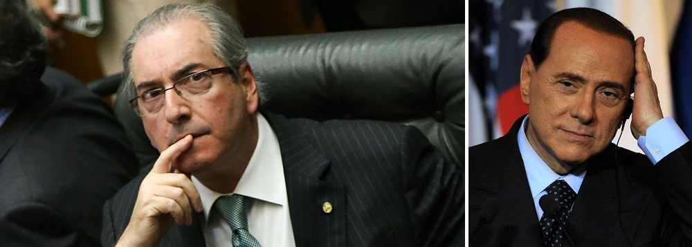 "Ao assegurar a aprovação do pedido de impeachment da presidente Dilma Rousseff, o deputado Eduardo Cunha consolidou-se como o Sílvio Berlusconi do atual momento político brasileiro", afirma o diretor do 247 em Brasília, Paulo Moreira Leite; ele lembra que assim como Berlusconi, que mesmo denunciado por corrupção, tornou-se o mais longevo primeiro ministro do pós-guerra na Itália, Cunha mostrou que domina um grupo de "conservadorismo extremo e reacionário" que garantiu 36 votos decisivos contra Dilma; "Com votação de ontem, Cunha deu um novo para consolidar um poder pessoal cuja dimensão surpreendeu os analistas mais aplicados -- pois sua máquina mostrou-se capaz de dar o primeiro passo de um golpe de Estado parlamentar no regime presidencialista brasileiro", afirma; leia íntegra