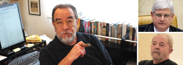 O escritor Fernando Morais avalia que o procurador-geral da República Rodrigo Janot "começa a dar o passo final do golpe", numa referência ao pedido de investigação contra o ex-presidente Lula; "Porque não haveria sentido em fazer tudo o que fizeram até agora e deixar Lula tinindo nos cascos para as próximas eleições - sejam elas em 90 dias ou em 2018. Ao pretender tornar Lula inelegível - mesmo que ele seja condenado à mais branda das penas - o procurador-geral da República dá o fecho de ouro ao golpe", diz