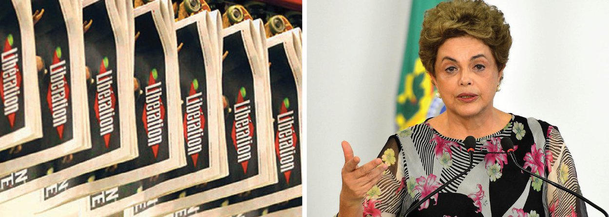 O jornal francês Libération classificou o processo de impeachment contra a presidente Dilma Rousseff, como “negação da democracia”; o texto, escrito pelo jornalista François-Xavier Gomes, comenta o afastamento de Eduardo Cunha (PMDB-RJ) da presidência da Câmara dos Deputados, descrevendo o parlamentar como um “estrategista maquiavélico” e “carrasco de Dilma”; degundo o Libération, Cunha “ofereceu a cabeça da presidente” com o pretexto das pedaladas fiscais para preservar sua própria; o Libération lembra que Cunha, membro do mesmo partido de Temer, o PMDB, “tem um perfil evangélico e ultraconservador” e que “de acordo com pesquisas, 90% dos brasileiros têm uma má imagem” do deputado, “uma vez que ele encarna a corrupção e o nepotismo”