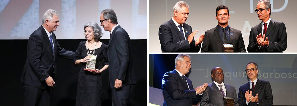 E a ministra, que será a próxima presidente do Supremo Tribunal Federal, exalta a Operação Lava Jato, "que cumpre as leis", e também diz que o impeachment não é golpe por estar previsto na Constituição – um truísmo, pois golpe, como afirmou a presidente Dilma Rousseff, é um impeachment sem crime de responsabilidade, como está ocorrendo no seu caso, sob intensa pressão da Globo; nos últimos dois anos, a emissora da família Marinho deu o prêmio Faz Diferença para dois juízes: Joaquim Barbosa e Sergio Moro, numa clara estratégia de cooptação do Poder Judiciário; dois ministros do STF, Marco Aurélio Mello e Teori Zavscki, definiram como crime a divulgação de grampos ilegais da presidente Dilma Rousseff