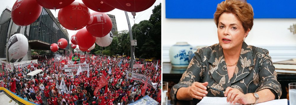 "Dirigentes da CUT, MST, MTST e outras entidades que integram as frentes Brasil Popular e Povo Sem Medo terão um encontro na segunda-feira com a presidente Dilma Rousseff no Palácio do Planalto, onde vão levar solidariedade e apresentar a plataforma de lutas contra o impeachment", afirma a jornalista Tereza Cruvinel; para a colunista do 247, "na semana em que o Senado deflagra o processo, Dilma se apresenta mais afinada com os movimentos sociais do que com parlamentares de esquerda que defendem a proposta de antecipação da eleição presidencial antes que o processo seja instaurado pelo Senado"; "A escolha de Dilma, portanto, é pelo enfrentamento do ritual no Senado", afirma Tereza