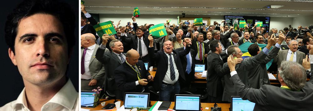 "Na hora mais dramática da crise, Dilma parece preocupada em deixar sua versão para os livros. Sua narrativa poderá prevalecer no futuro, mas tem poucas chances de influenciar os fatos de hoje a domingo. Os deputados que decidirão o impeachment têm inquietações mais presentes. Entre elas, o medo das prisões da Lava Jato e a disputa por verbas e cargos a partir de segunda-feira, seja quem for o presidente", afirma o colunista Bernardo Mello Franco 