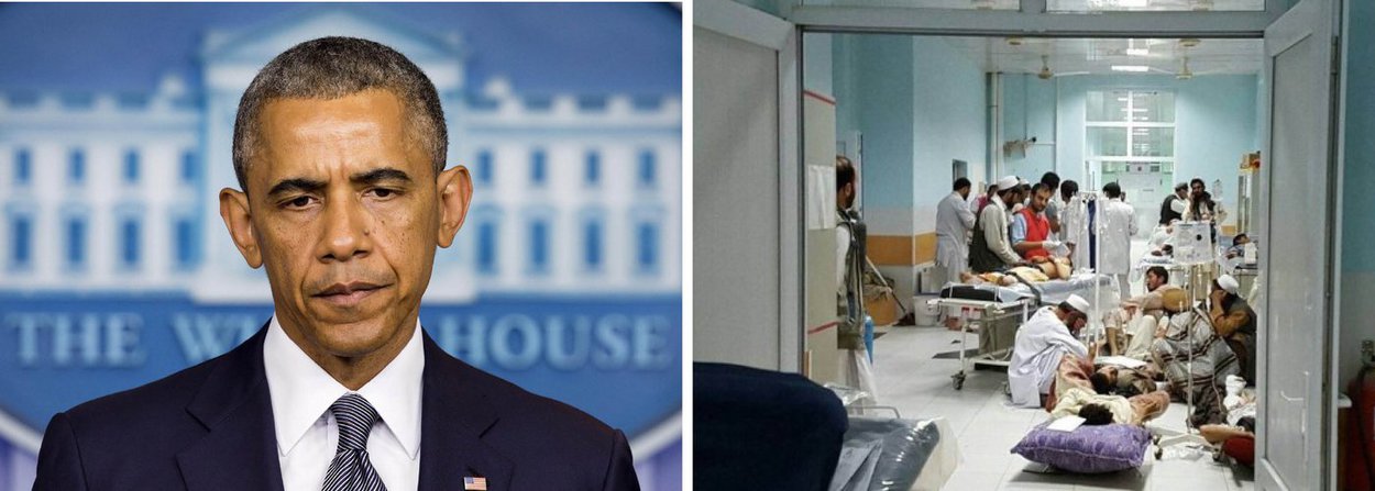 Presidente dos Estados Unidos, Barack Obama, pediu desculpas, por telefone, à presidente da organização Médicos Sem Fronteiras (MSF), Joanne Liu, depois de um ataque aéreo contra um hospital do grupo em Kunduz, no Afeganistão, que resultou em mais de 20 mortos entre funcionários e pacientes; entidade classificou o ataque ocorrido neste final de semana como "crime de guerra"