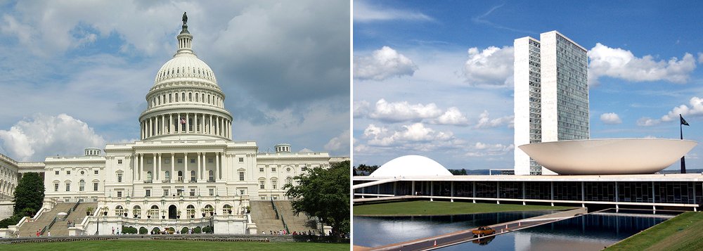 Deputados dos partidos Republicano e Democrata dos Estados Unidos disseram estar "orando" pelo Brasil, além de terem "esperança e confiança na democracia brasileira e em que as instituições brasileiras terão a sabedoria de conduzir o país rumo a dias melhores no marco da lei para todo o povo"; carta enviada ao Congresso Nacional foi emitida nesta sexta-feira (22), mesmo dia em que a presidente Dilma Rousseff discursou na sede da ONU e denunciou o golpe contra o seu governo à imprensa internacional; presidente da Comissão de Relações Exteriores do Senado, Aloysio Nunes Ferreira (PSDB-SP), que defende abertamente o processo de impeachment, teve um encontro com várias autoridades dos EUA para tentar minimizar o discurso da presidente Dilma de que há um golpe em andamento contra o seu governo