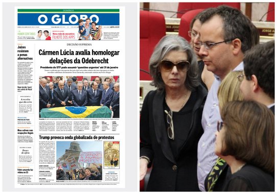 Se a morte de Teori Zavascki foi uma tentativa de "estancar a sangria" da Lava Jato, o tiro pode sair pela culatra; em sua capa deste domingo, o jornal O Globo informa que a ministra Cármen Lúcia estuda chamar para si a responsabilidade do caso e homologar todas as 77 delações da Odebrecht; ela só pode fazer isso até 31 de janeiro, dentro do recesso do Poder Judiciário, alegando a urgência do caso; esta saída foi defendida ontem pela Ordem dos Advogados do Brasil e por vários juristas; se Cármen Lúcia adotá-la, o novo relator da Lava Jato receberá as 77 delações, que Teori Zvascki pretendia tornar públicas, já homologadas