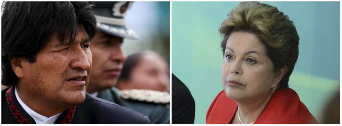 O presidente da Bolívia, Evo Morales, propôs uma reunião de emergência da União das Nações Sul-americanas (Unasul) para defender a presidente Dilma e o ex-presidente Lula; "Devemos fazer uma reunião de emergência da Unasul no Brasil para defender a democracia brasileira, para defender a Dilma e o Lula. Esperamos que o nosso presidente da Unasul e presidente do Uruguai, Tabaré Vásquez, bem como todos os chefes de Estado da região se mobilizem", afirmou Morales, em um discurso na cidade de El Alto; na avaliação de Morales, está sendo gestado no Brasil "um golpe do Congresso" capitaneado por "grupos oligárquicos dos Estados Unidos" com o objetivo de evitar que Lula seja candidato a presidente em 2018