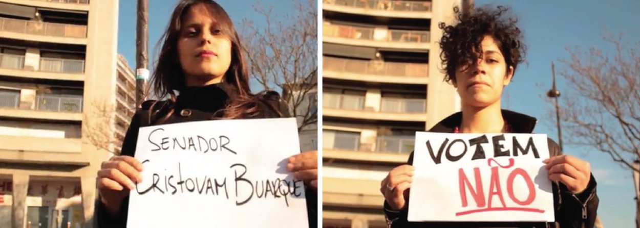 Grupo MD 18 realiza nesta terça-feira, 10, em Paris, um ato de vigília pela democracia brasileira e contra a votação da admissibilidade do impeachment da presidente Dilma Rousseff no Senado, prevista para esta quarta-feira, 11; ato ocorre na Praça da República, centro da capital francesa; em vídeo, membros do movimento de brasileiros na França pede que senadores favoráveis ao impeachment de Dilma, como Marta Suplicy (PMDB), Cristovam Buarque (PPS), e Romário (PSB), repensem o voto e rejeitem o golpe; assista