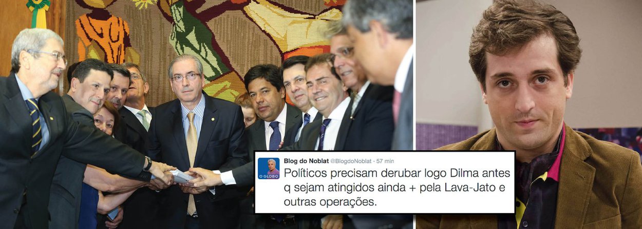 Como propagandista do impeachment, o jornalista Ricardo Noblat cometeu hoje um ato de sincericídio; segundo o colunista do Globo, os políticos devem derrubar rapidamente a presidente Dilma Rousseff para tentar se safar da Lava Jato e de outras investigações; ou seja, quem sair às ruas contra a corrupção neste domingo estará sendo manipulado por corruptos preocupados com o próprio pescoço; como diria Gregório Duvivier, "querem lavar o chão com merda"; depois do tweet, Noblat foi trucidado pelos internautas