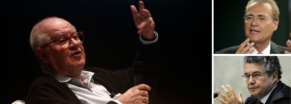 Para o colunista Elio Gaspari, a decisão do ministro Marco Aurélio Mello, do Supremo Tribunal Federal, que determinou o afastamento de Renan Calheiros (PMDB) da presidência do Senado foi "um favor ao Congresso Nacional"; "A resposta desta terça (6) da Mesa do Senado, com o seu "Fica, Renan", insinua um confronto. O plenário do Supremo deverá apreciar a decisão de Marco Aurélio. Se for confirmada, quem irá para a rua defender os senadores?", questiona