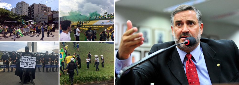 Depois do fracasso da manifestação golpista do último domingo, em Brasília, organizadores disseminaram mentiras nas redes sociais, como fechamento de estradas, bloqueios organizados pelo MST e outras invencionices; todas elas foram desmascaradas pelo deputado Paulo Pimenta (PT-RS), segundo informa a colunista Tereza Cruvinel; “Então vai ser assim. Eles mentem, a gente desmente e apresenta a verdade. Não houve nenhum grande ato pelo impeachment mas uma reunião grotesca, de gente de extrema direita. Não haverá golpe. A democracia vai prevalecer”, diz Pimenta