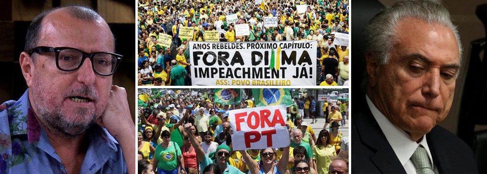 "Você foi pra rua contra a 'vaca' da Dilma, com seu machismo fdp e agora sabe que seus ídolos todos são os maiores corruptos na Odebrecht?", provoca o jornalista Xico Sá, no Twitter, contra quem protestou pelo impeachment; ele também diz que o que moveu a farsa foi o ódio de classe: "Não foi corrupção que levou essa gente pra rua, foi ódio de classe, empregada com carteira assinada etc"; "O honesto da guerra seria que os paneleiros se juntassem a nós por um Brasil honesto, mas acontece que os paneleiros eram o Brasil corrupto", diz Xico Sá; "Vocês estavam nas ruas protestando contra vocês mesmos", completa