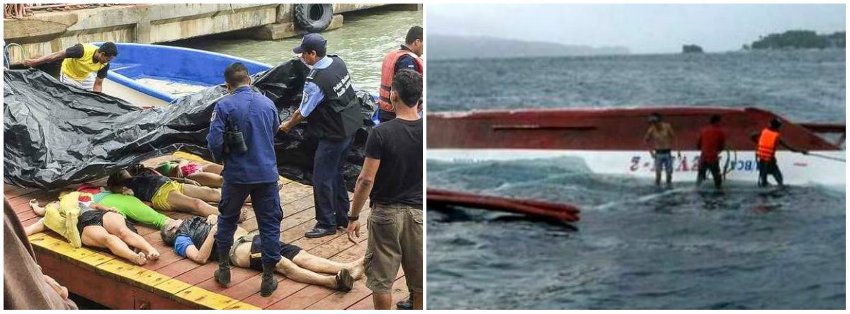 Um grupo de 13 turistas da Costa Rica, a maioria mulheres, foi morto no sábado, quando um pequeno barco naufragou perto de Corn Island, uma ilha na região do Caribe sul da Nicarágua; brasileira sobreviveu