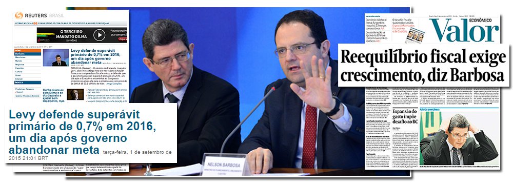 Enquanto o ministro do Planejamento, Nelson Barbosa, afirmou, em entrevista ao Valor, que o reequilíbrio fiscal exige a volta do crescimento econômico, o ministro da Fazenda, Joaquim Levy, defendeu uma meta fiscal de 0,7% do PIB, um dia depois de o orçamento federal ter sido entregue com previsão de déficit de 0,5% do PIB; "Se não mantivermos a meta, vamos ter consequências. Olha quanto o dólar já subiu", disse Levy, durante uma audiência na Câmara; no entanto, é cada vez maior a percepção entre analistas políticos e econômicos de que a era Levy, marcada por uma forte retração econômica, pode estar chegando ao fim